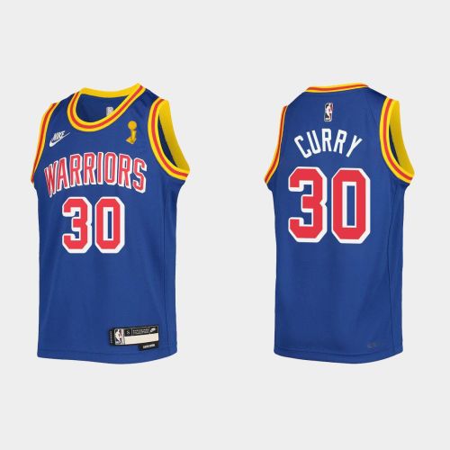 Golden State Warriors Stephen Curry 30 2021-22 Champions Cup Royal Jersey