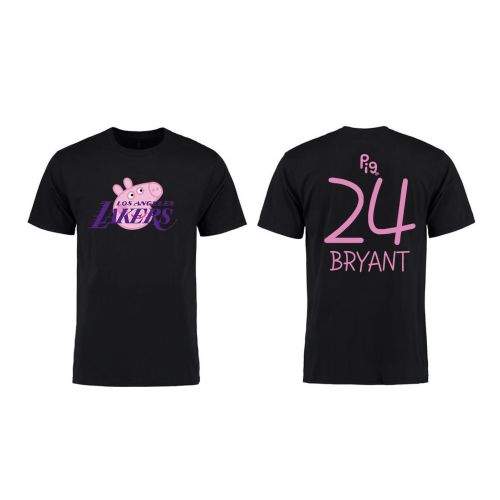 Kobe Bryant 24 Los Angeles Lakers Pig Print T-Shirt - Black