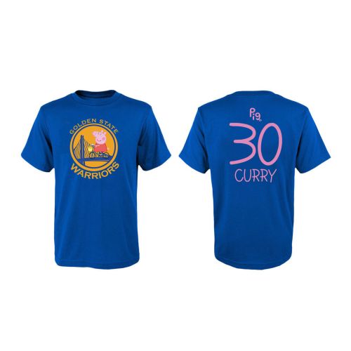 Stephen Curry 30 Golden State Warriors Pig Print T-Shirt - Blue