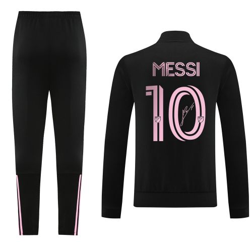 Lionel Messi 10 Singed Inter Miami FC 2023/24 Training Anthem Jacket Tracksuit - Black