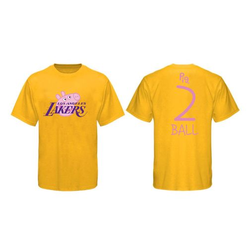 Lonzo Ball 2 Los Angeles Lakers Pig Print T-Shirt - Yellow