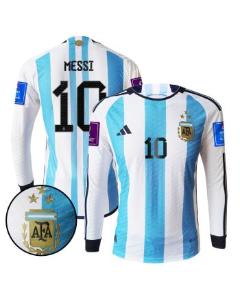 Lionel Messi 10 Argentina 2022-23 Men Home Long Sleeve Jersey National Team