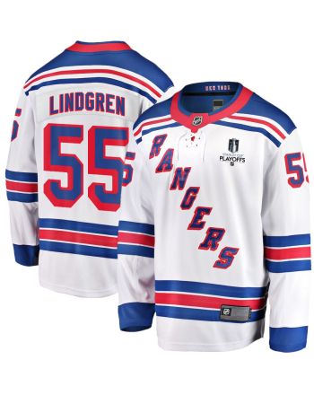 Ryan Lindgren 55 New York Rangers Stanley Cup 2023 Playoffs Patch Away Breakaway Men Jersey - White