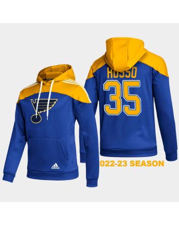 St. Louis Blues 35 Ville Husso 2022-23 Blue Hoodie Pullover