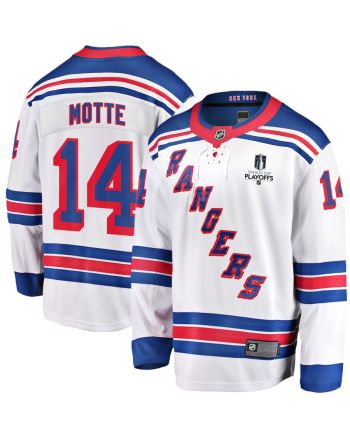 Tyler Motte 14 New York Rangers Stanley Cup 2023 Playoffs Patch Away Breakaway Men Jersey - White