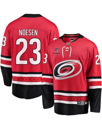 Stefan Noesen 23 Carolina Hurricanes Stanley Cup 2023 Playoffs Patch Home Breakaway Men Jersey - Red