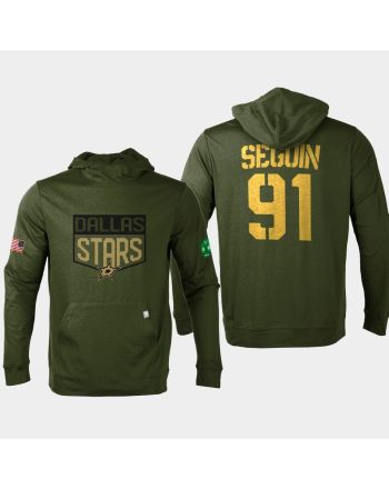 Dallas Stars 91 Tyler Seguin Military Olive Equipment Pullover Hoodie Olive