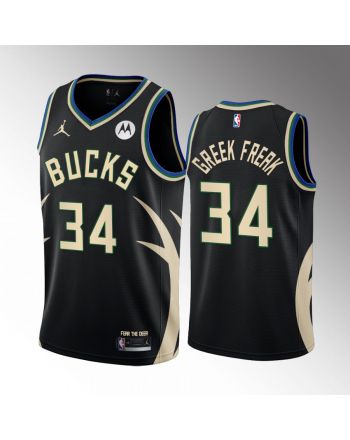 Giannis Antetokounmpo Greek Freak 34 Milwaukee Bucks Black Jersey Statement