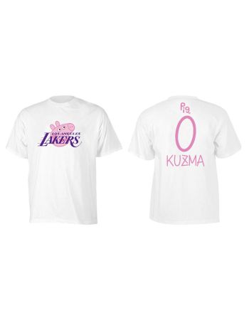 Kyle Kuzma 0 Los Angeles Lakers Pig Print T-Shirt - White